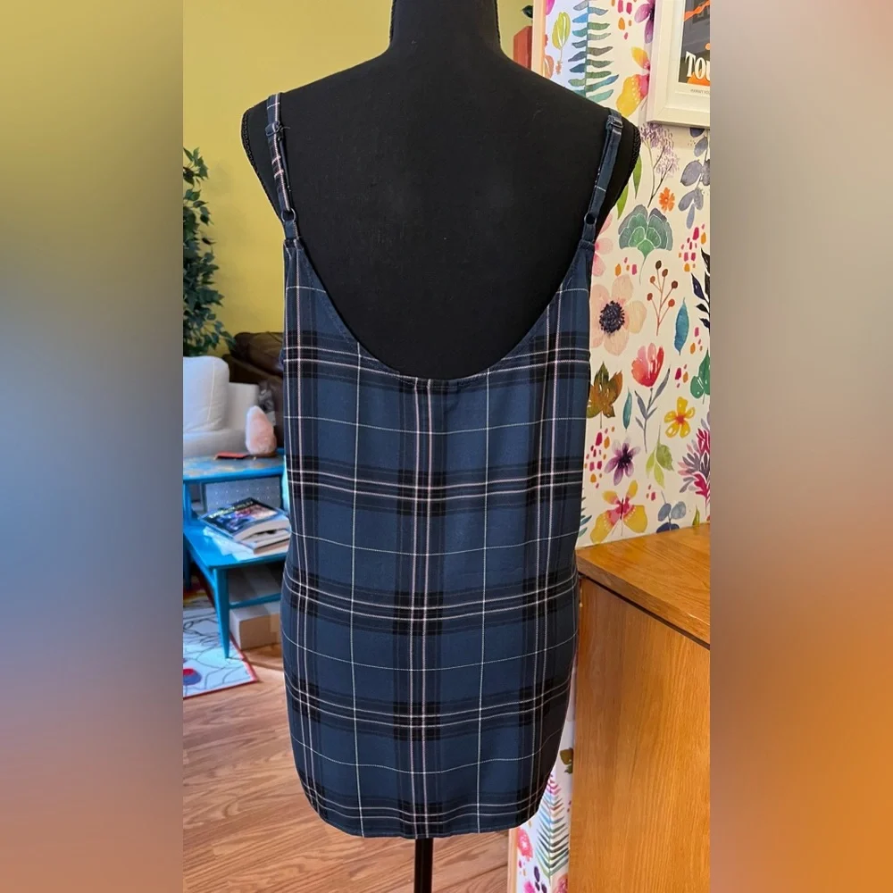 Torrid Ava - Navy Plaid Challis Lace Trim Cami - Picture 5 of 10